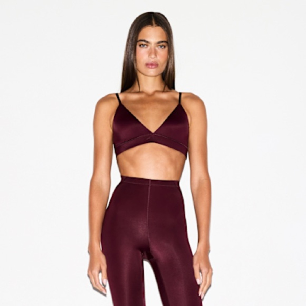 Nike womens SKIMS shiny micro triangle Bra in Merlot